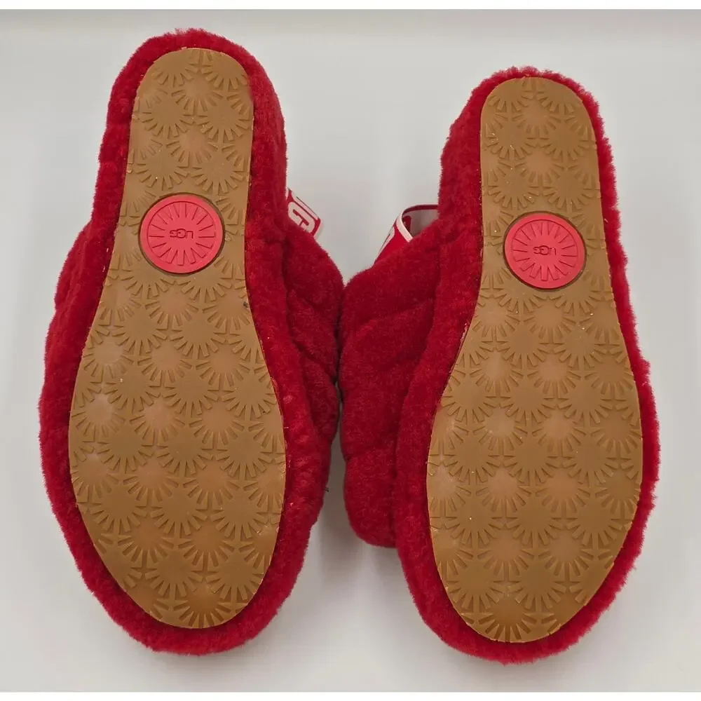UGG Australia Fluffy Yeah Women's Slide Sandal, Size US 10 - Red